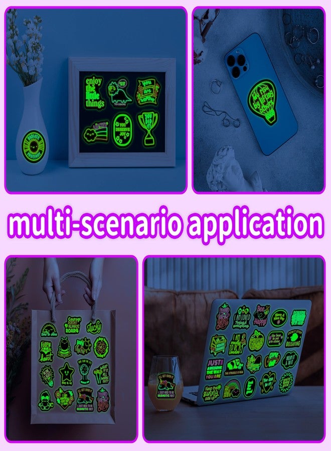 Robmoda 50 Pcs Glow in The Dark Neon Inspirational Quotes Kids Stickers for Water Bottle, Cute Waterproof Vinyl Positive Motivational Phrases Laptop Decals, Boys Girls Skateboard Phone Case Decorations - Image 3